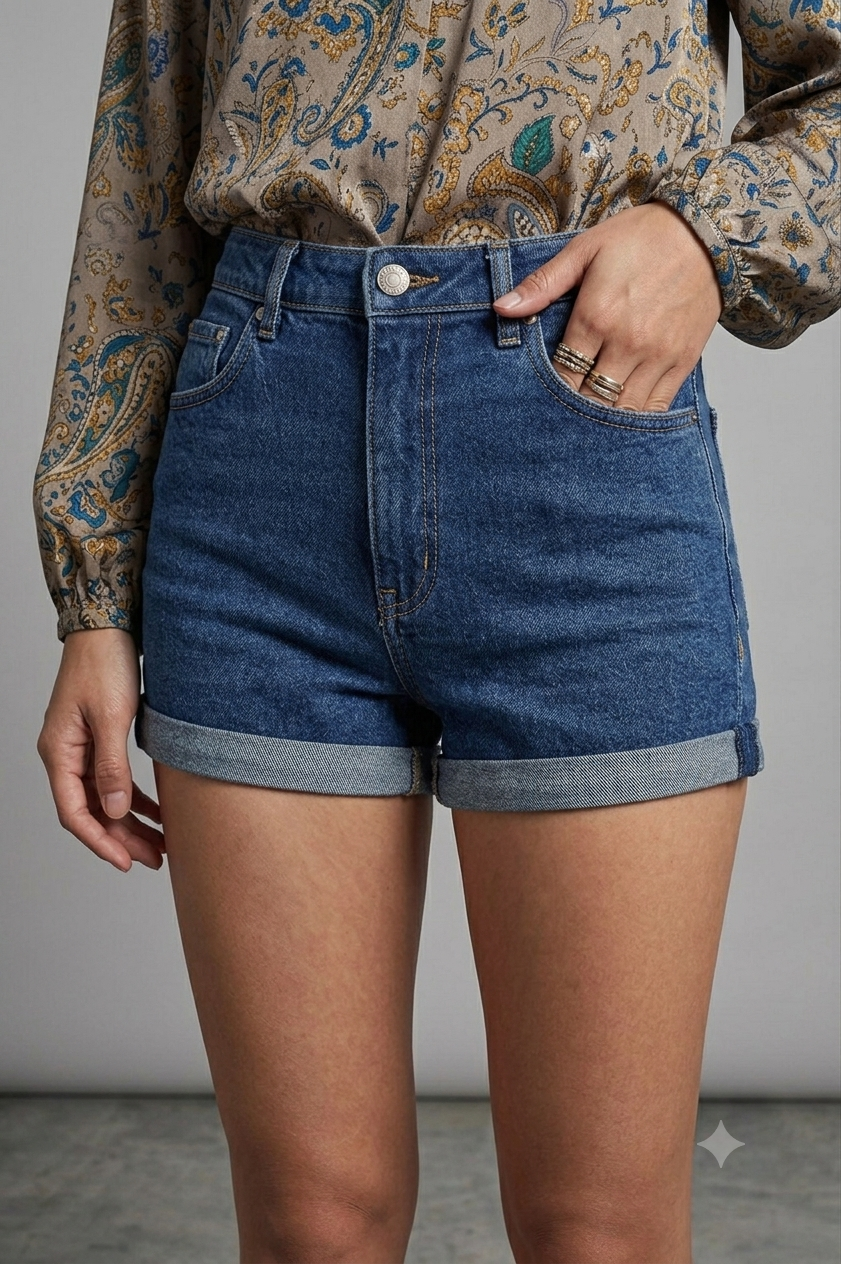 Classic High-Rise Denim Shorts
