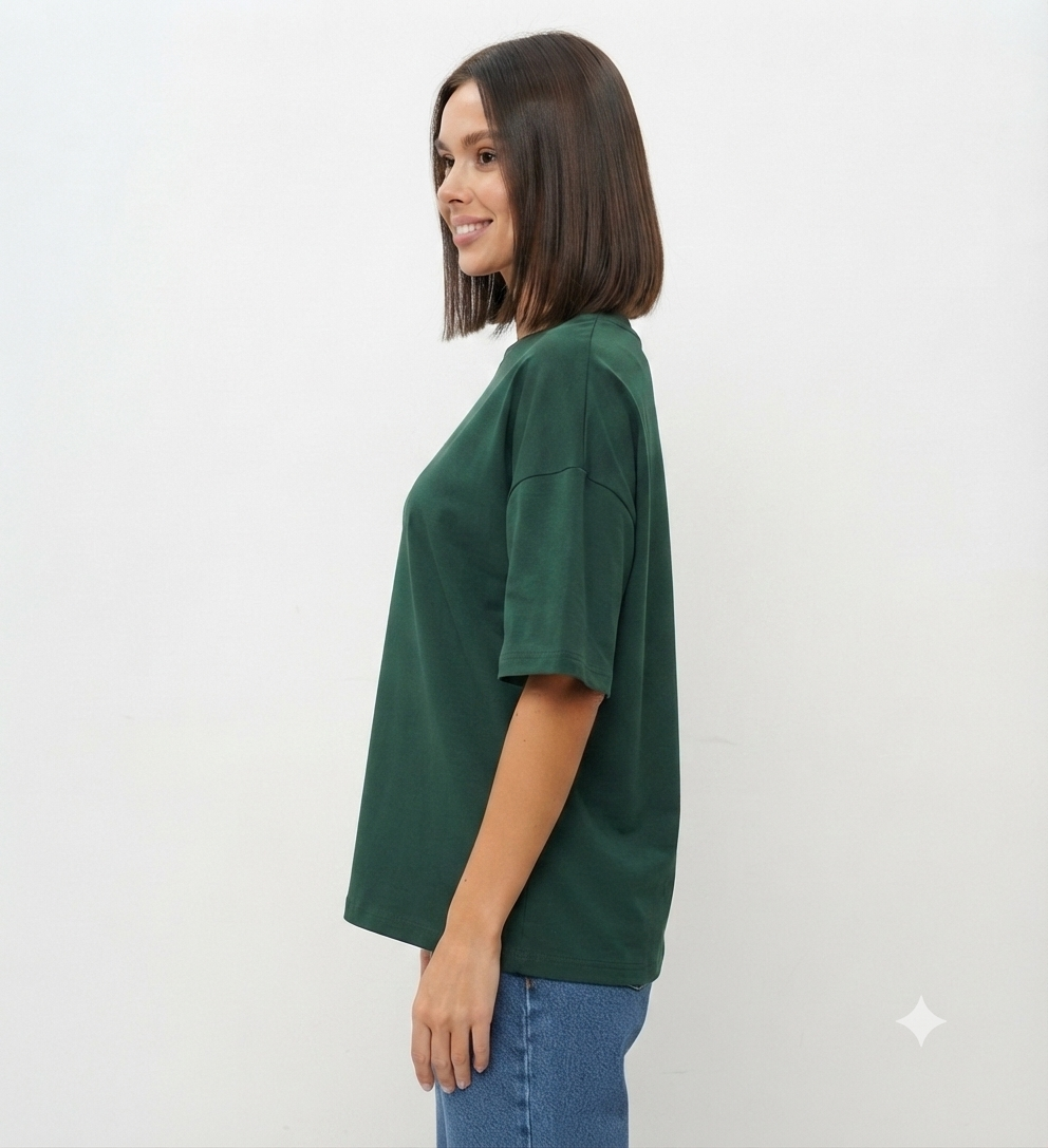 Dark Green Drop Shoulder Tee