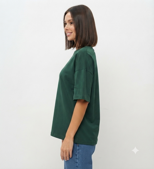 Dark Green Drop Shoulder Tee