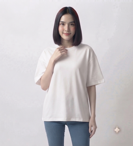 White Drop Shoulder Tee
