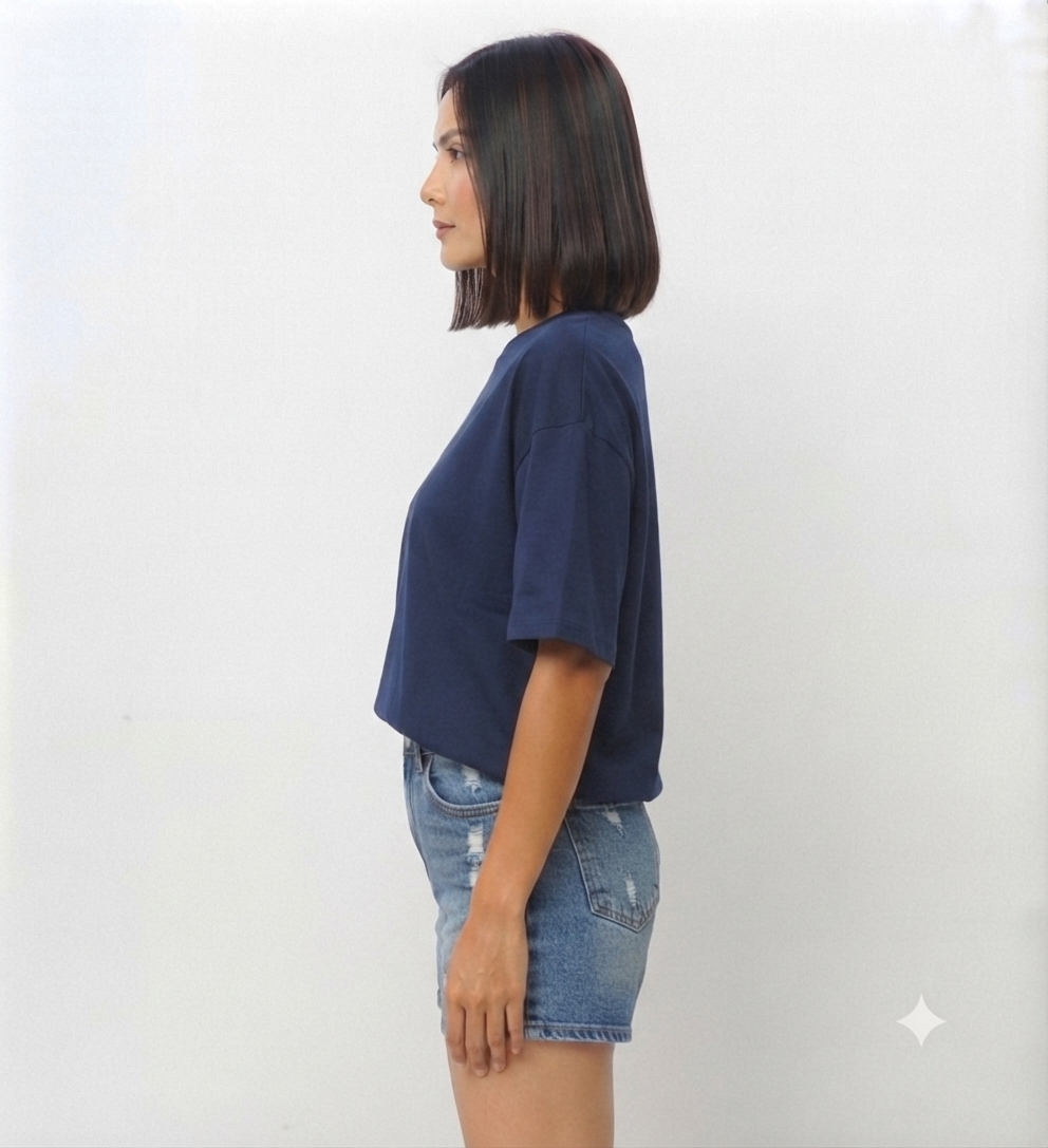 Navy Blue Drop Shoulder Tee