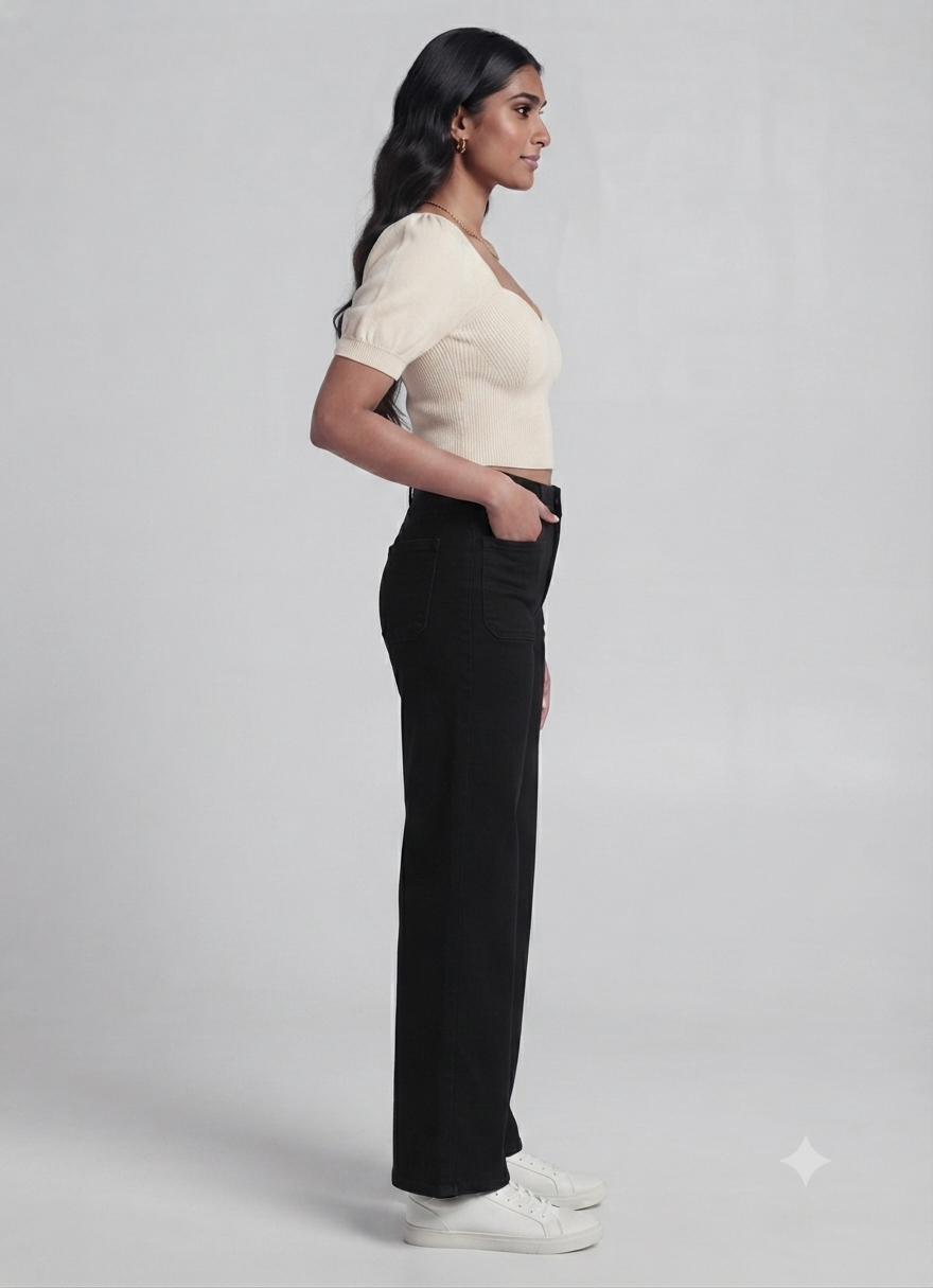 Premium Black High Waist Wide Leg