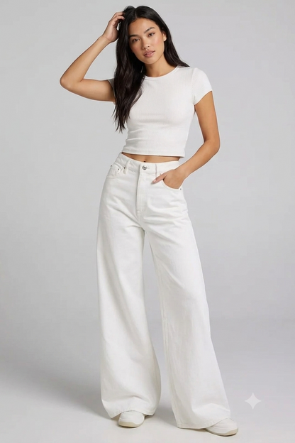 Ivory Breeze High-Waisted Wide-Leg