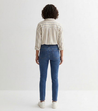 Petite Blue Mid-Rise Amie Skinny Jeans