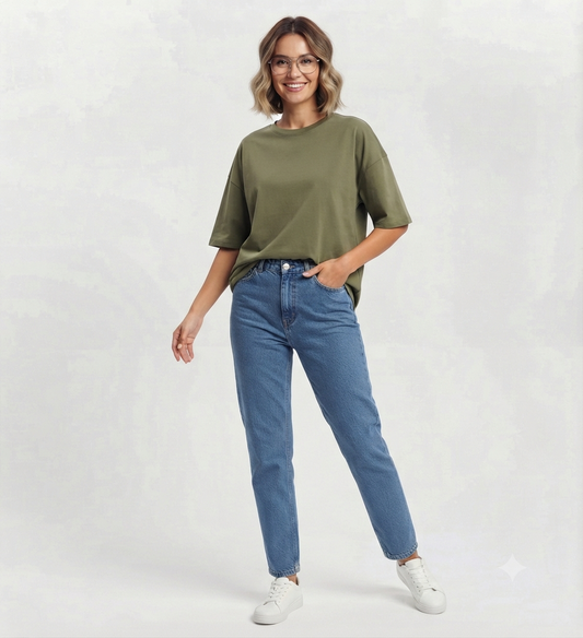 Olive Green Drop Shoulder Tee