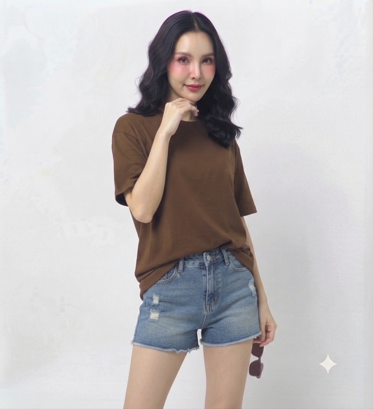 Brown Drop Shoulder Tee