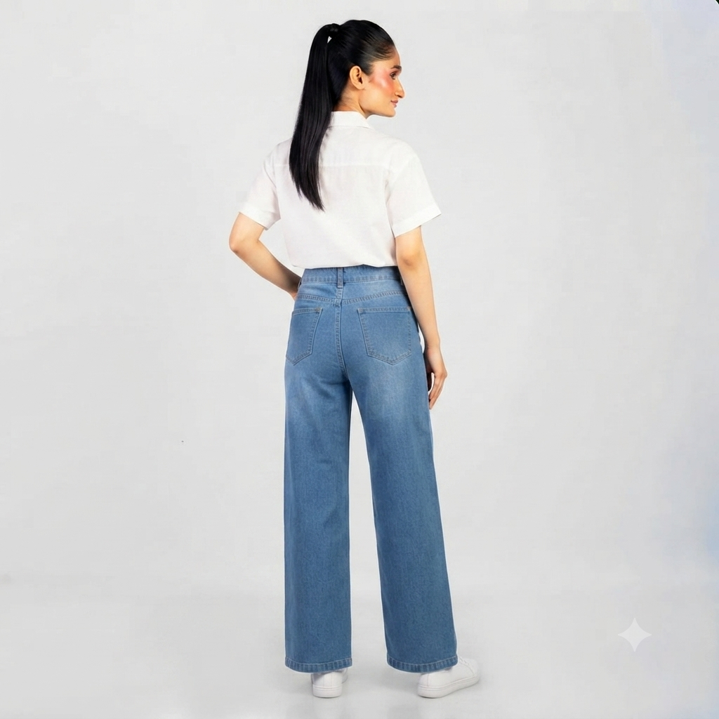 Mid-Blue Wide Leg
