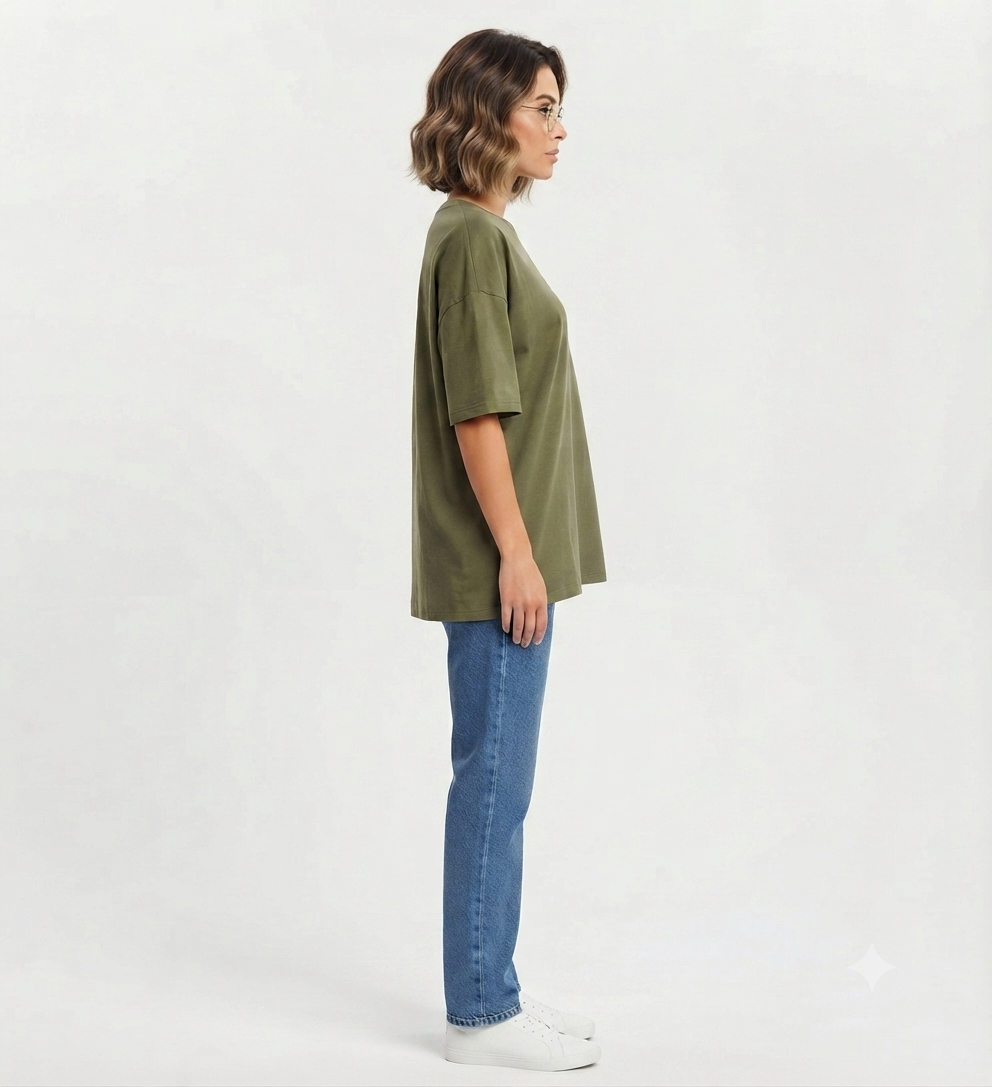 Olive Green Drop Shoulder Tee