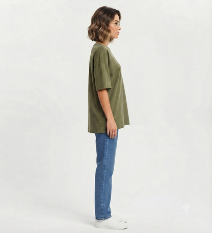 Olive Green Drop Shoulder Tee