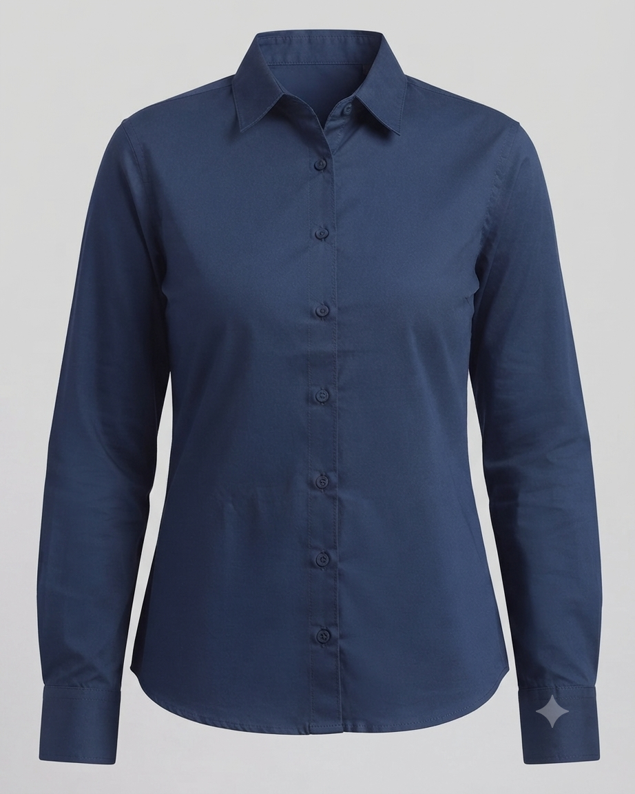 Navy Blue  Cotton Button Down Shirt