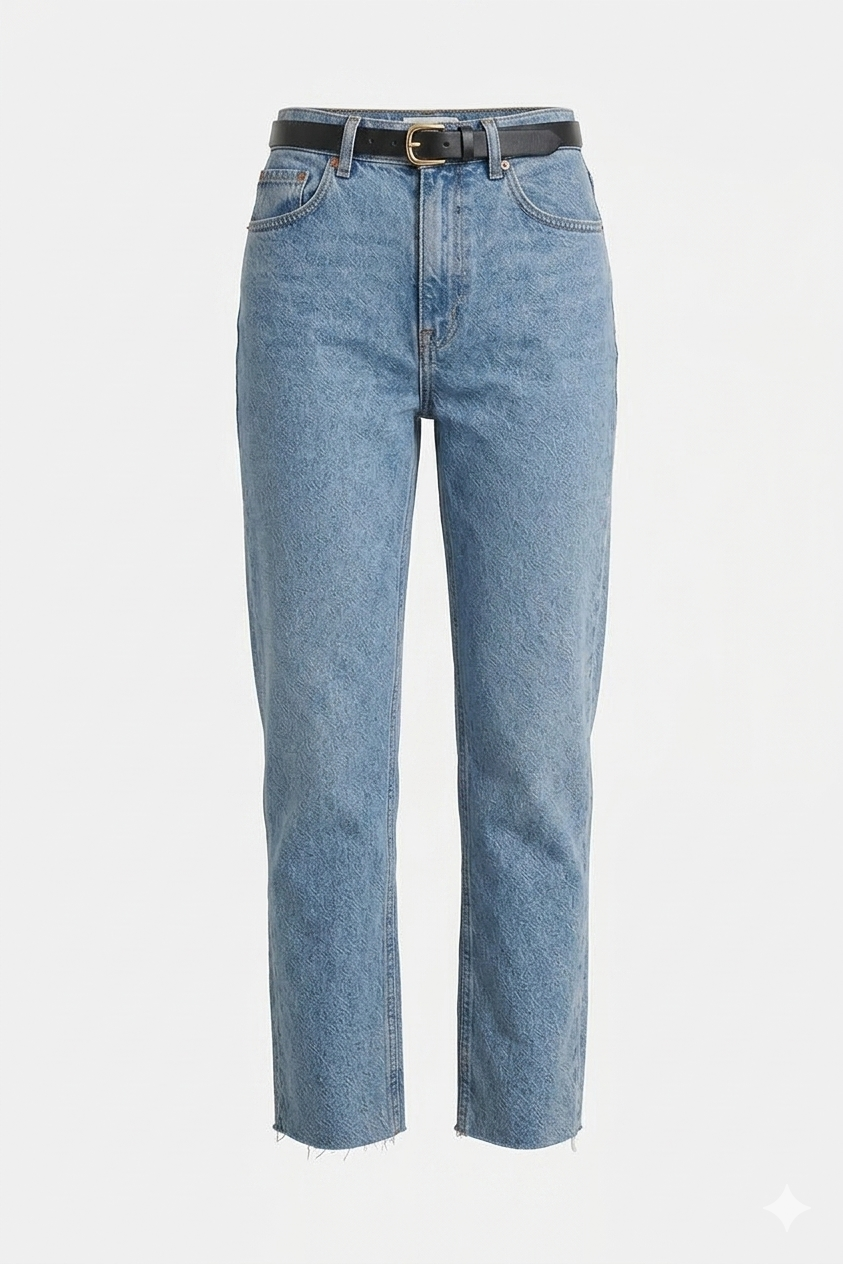 Rigid High-Waist Straight Cropped Jeans