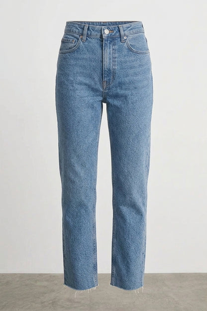 High Waist Rigid Straight Jeans