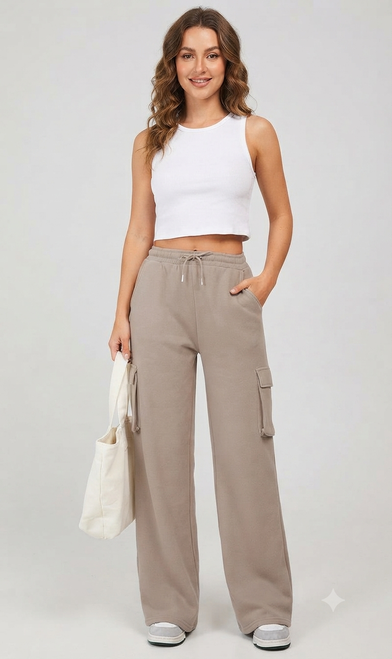 Baige High-Waisted Cargo Sweatpant