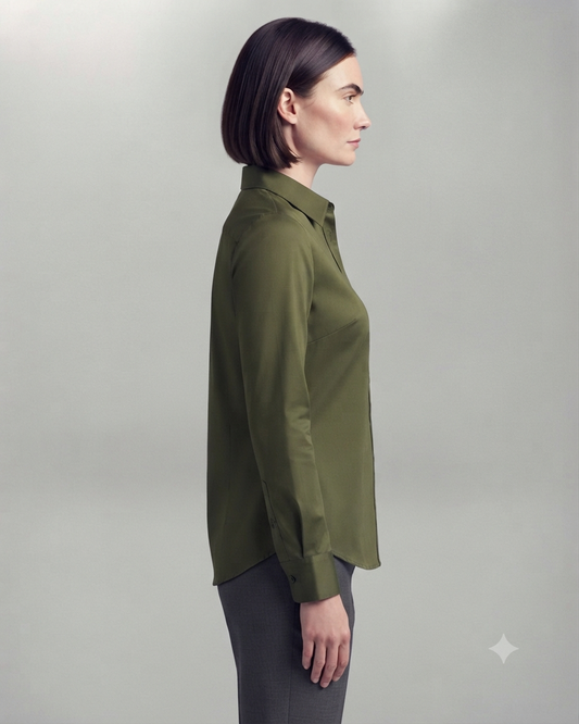 Olive Green Cotton Button Down Shirt