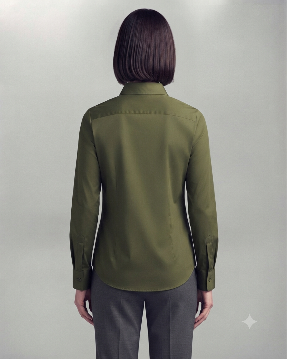 Olive Green Cotton Button Down Shirt