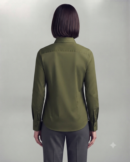 Olive Green Cotton Button Down Shirt