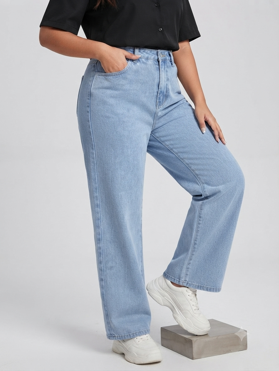 Icy Blue High Waisted Wide Leg