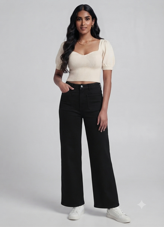 Premium Black High Waist Wide Leg