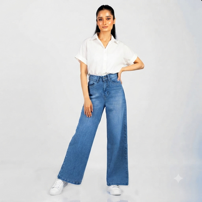 Mid-Blue Wide Leg
