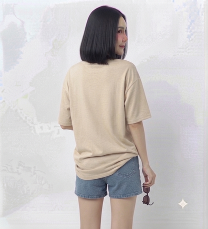 Beige Drop Shoulder Tee