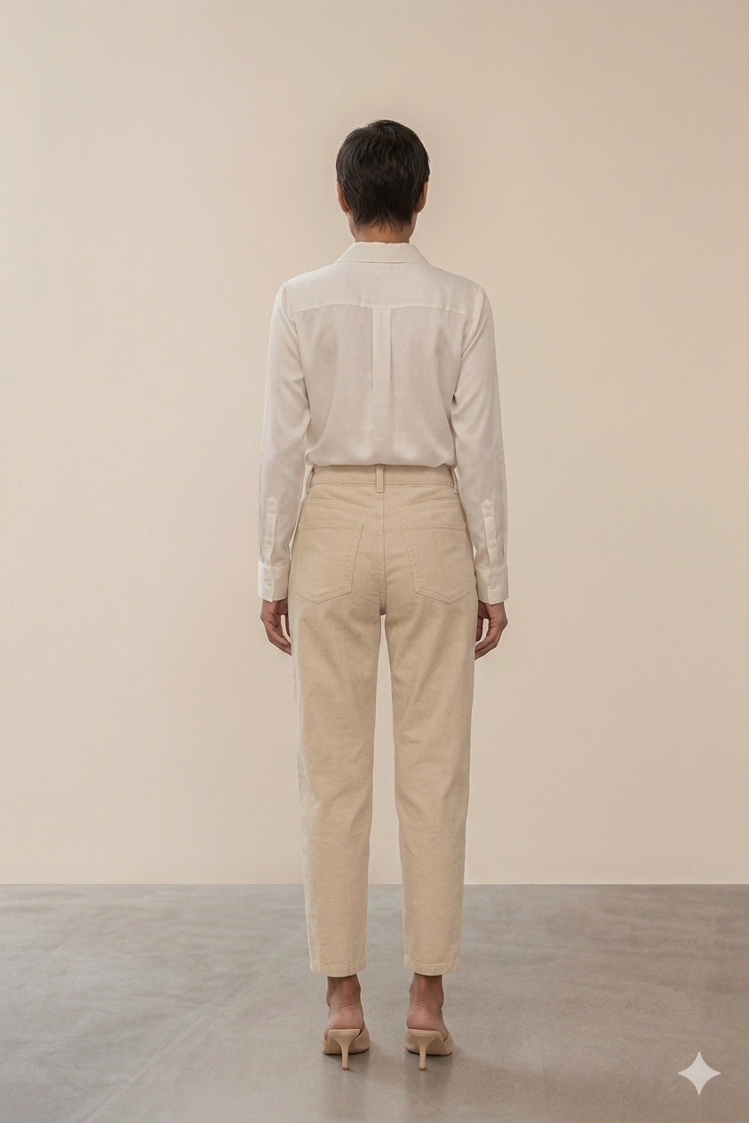Beige High-Waisted Mom Jeans