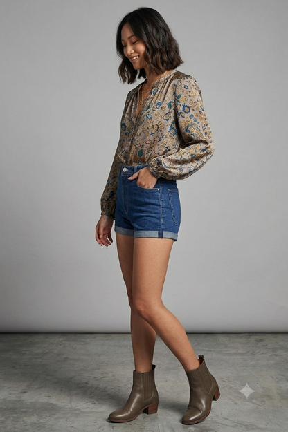 Classic High-Rise Denim Shorts