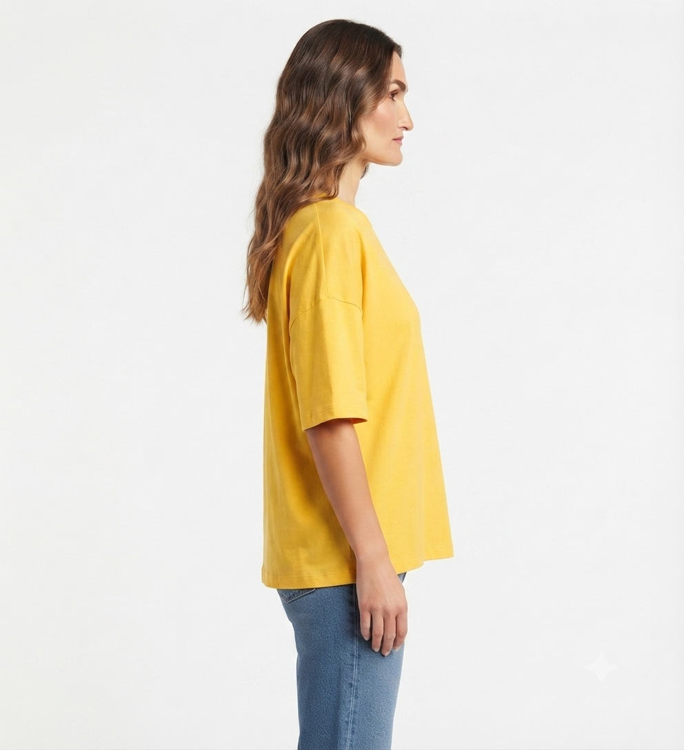 Yellow Drop Shoulder Tee
