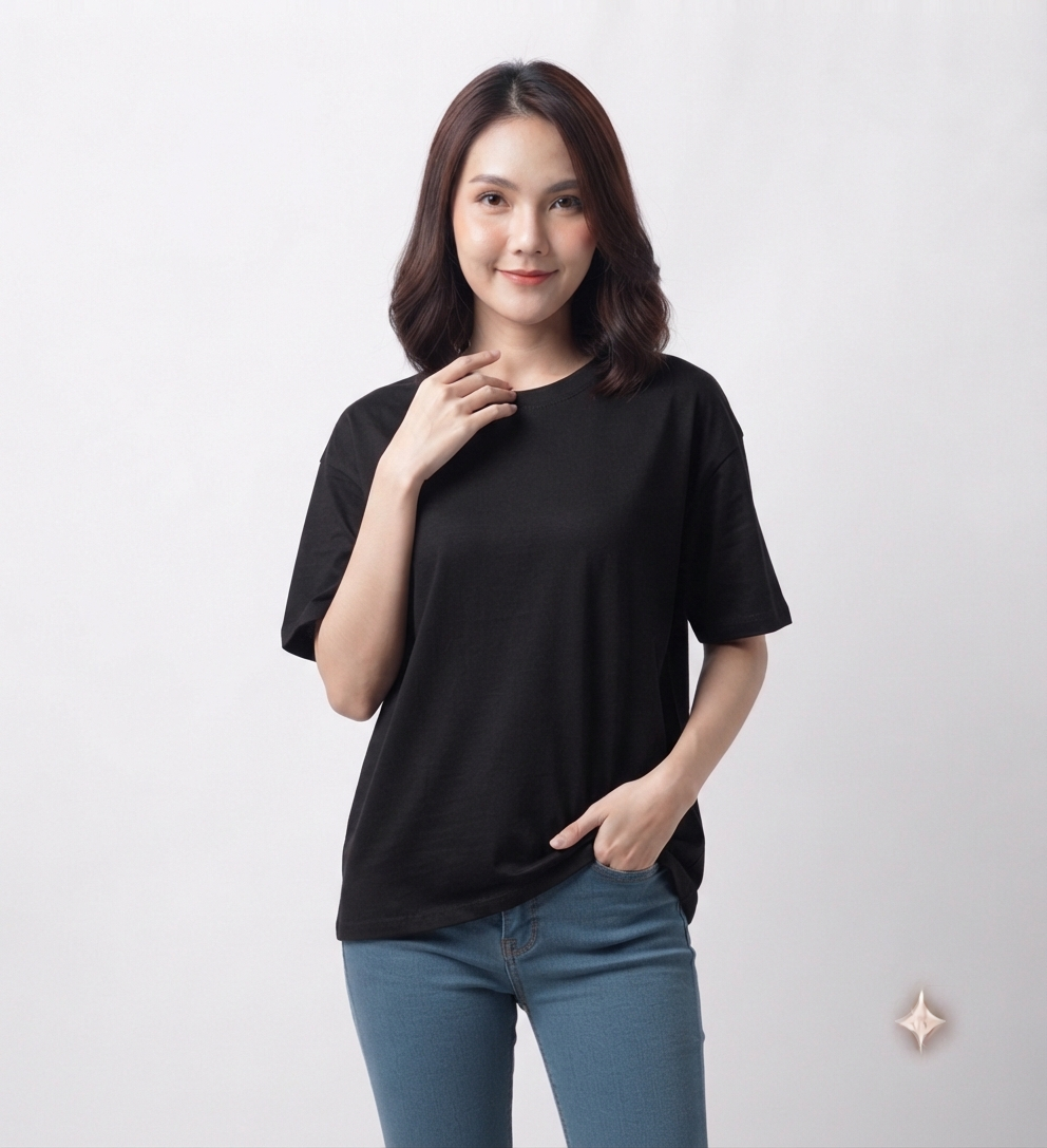 Black Drop Shoulder Tee
