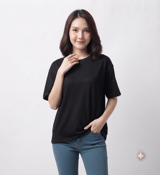 Black Drop Shoulder Tee