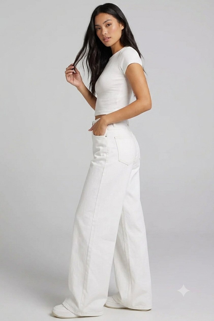 Ivory Breeze High-Waisted Wide-Leg