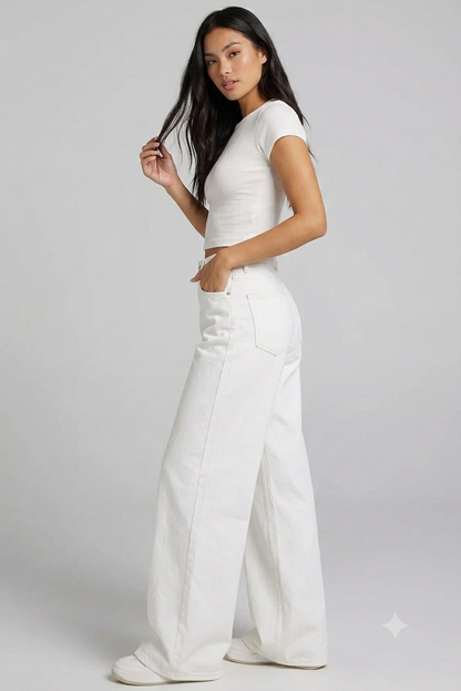 Ivory Breeze High-Waisted Wide-Leg