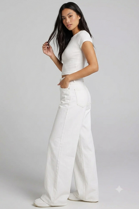 Ivory Breeze High-Waisted Wide-Leg