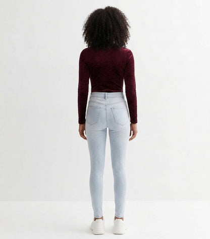 Pale Blue High-Waist Skinny Jeans