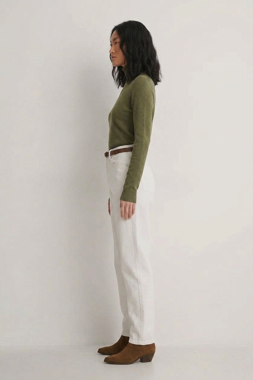 Loose Fit Straight Jeans - White