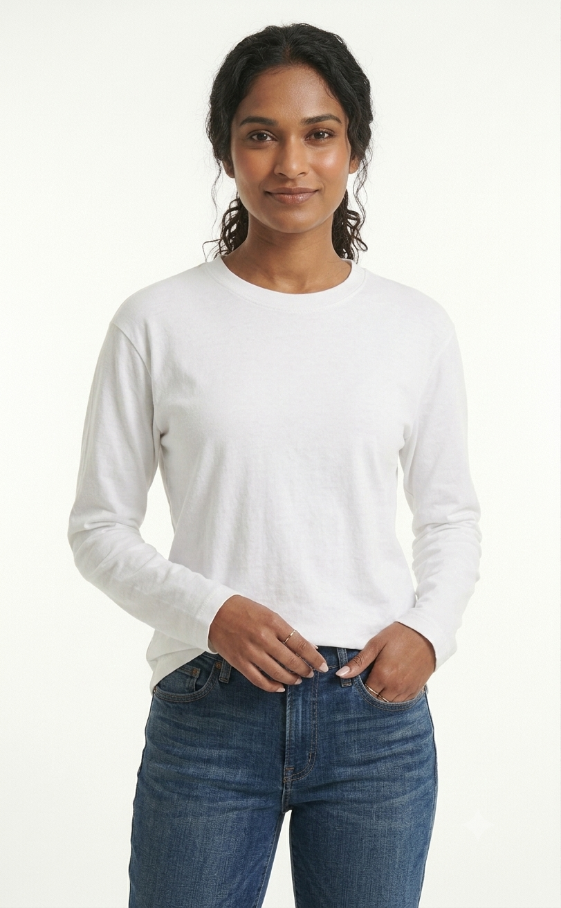 Premium White Long Sleeve Tee