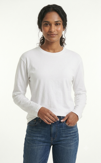Premium White Long Sleeve Tee