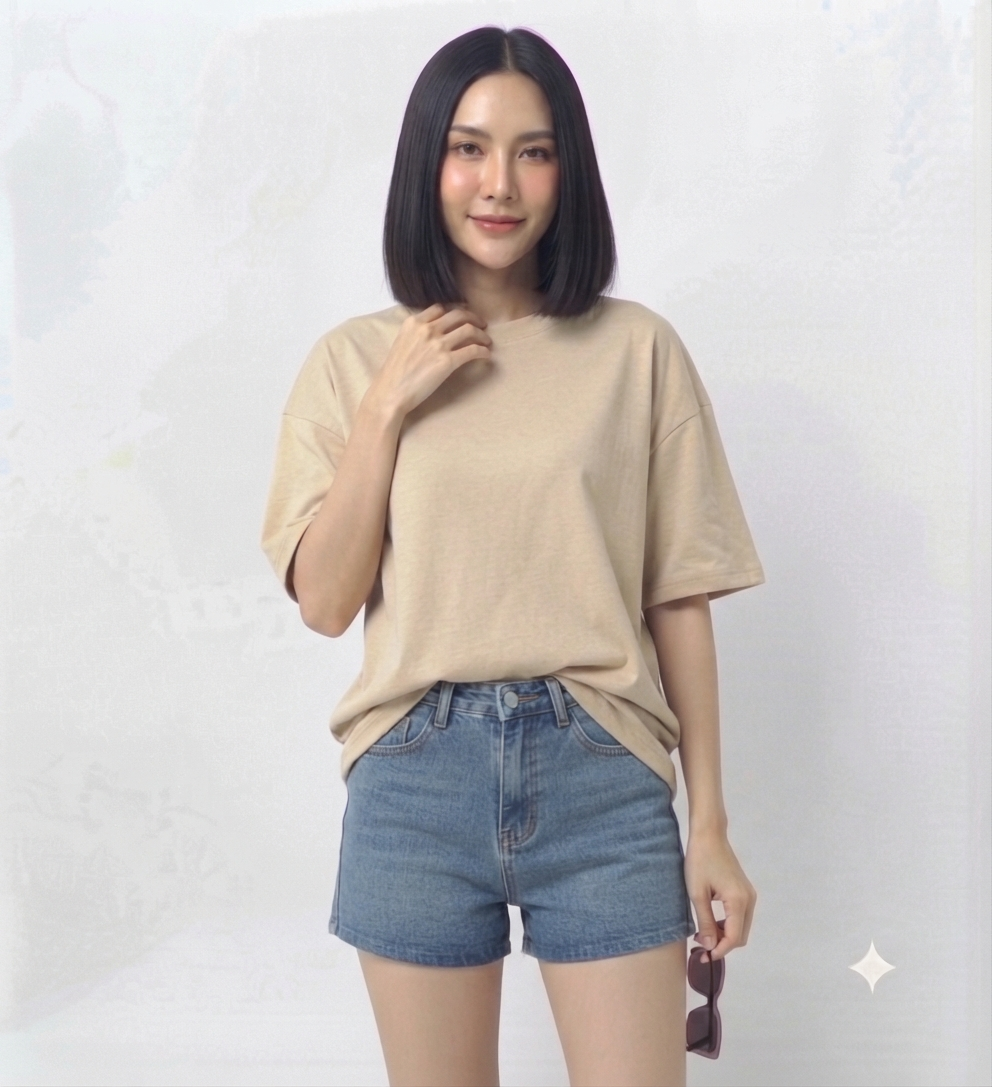 Beige Drop Shoulder Tee