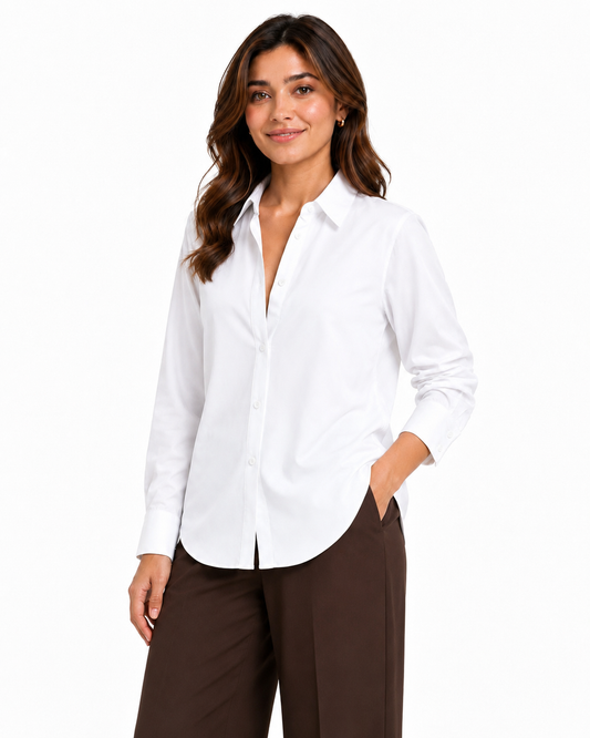 White Cotton Button Down Shirt