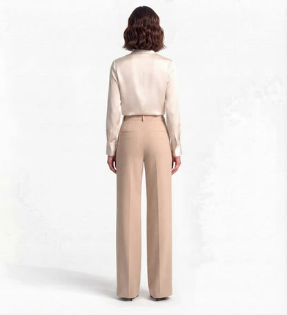Baige Tailored Wide-Leg Pant with Elastic Back Belt