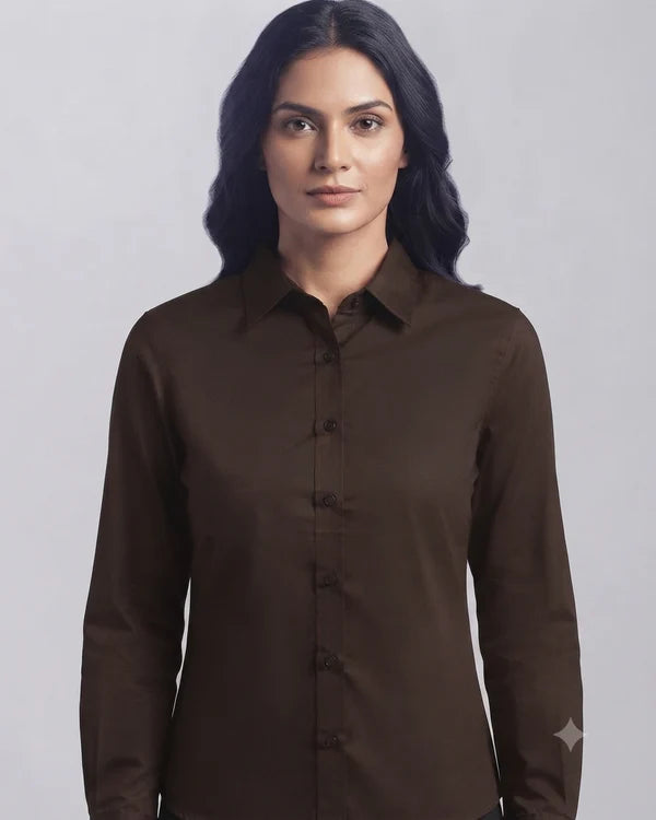 Dark brown Cotton Button Down Shirt