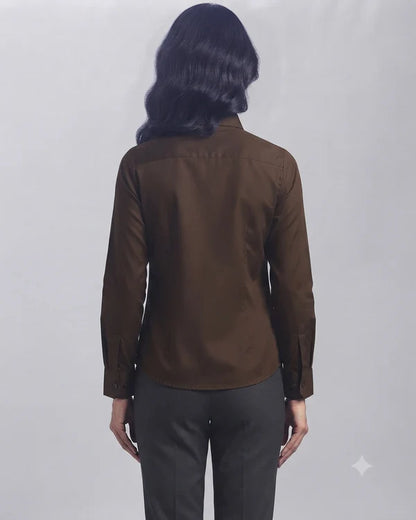 Dark brown Cotton Button Down Shirt