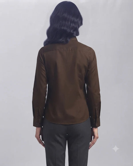 Dark brown Cotton Button Down Shirt
