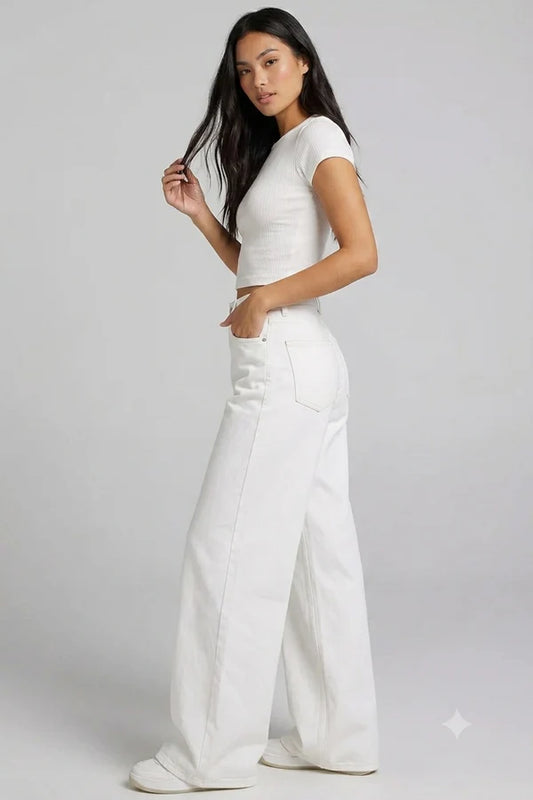 Ivory Breeze High-Waisted Wide-Leg