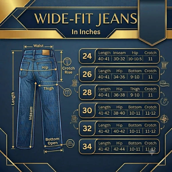 Wide Leg  loose Fit High Waist Jeans Mid Blue