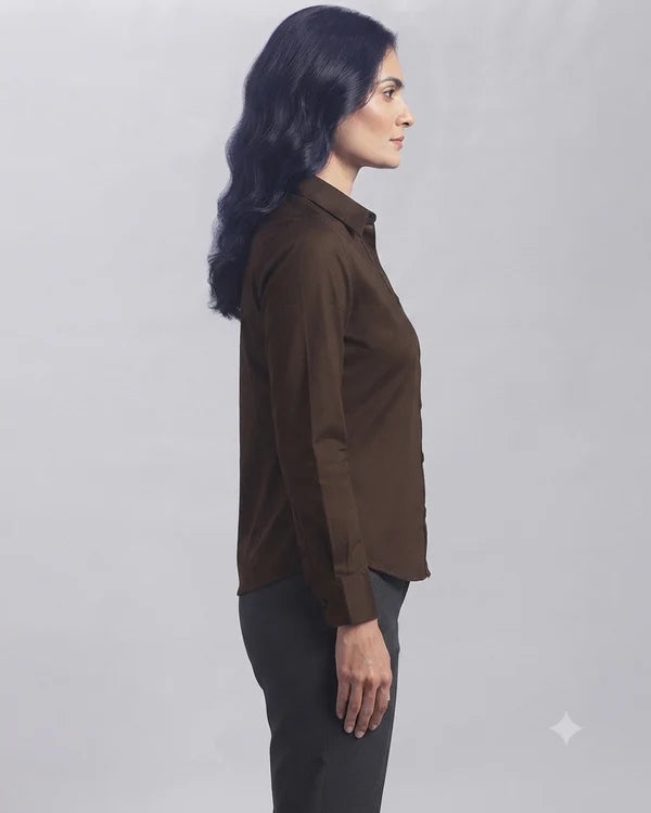 Dark brown Cotton Button Down Shirt
